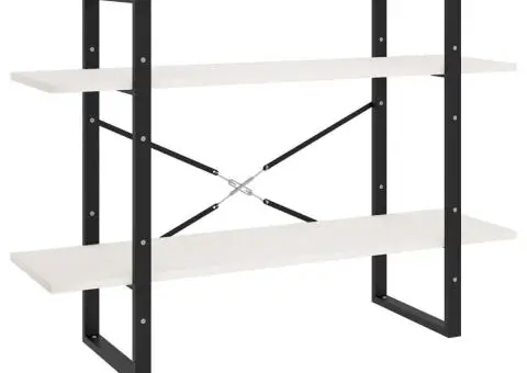 Bibliotecă cu 2 rafturi, alb, 100x30x70 cm, lemn masiv de pin - 2/5