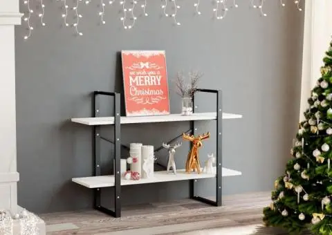 Bibliotecă cu 2 rafturi, alb, 100x30x70 cm, lemn masiv de pin - 3/5