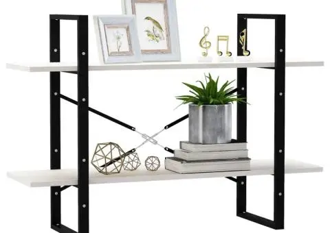 Bibliotecă cu 2 rafturi, alb, 100x30x70 cm, lemn masiv de pin - 4/5