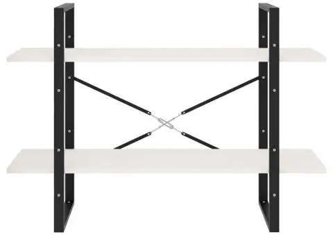 Bibliotecă cu 2 rafturi, alb, 100x30x70 cm, lemn masiv de pin - 5/5