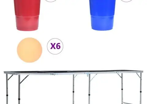 Masă de joc ping pong și bere cu căni și bile, pliantă, 240 cm - 2/5