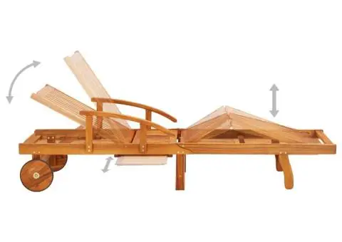 Șezlong de grădină cu masă și pernă, lemn masiv de acacia - 3/5