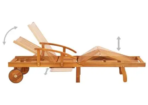 Șezlong de grădină cu masă și pernă, lemn masiv de acacia - 3/5