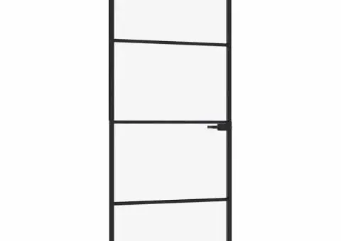 Ușă de interior negru 83x201,5 cm sticlă securiz./aluminiu slim - 2/5