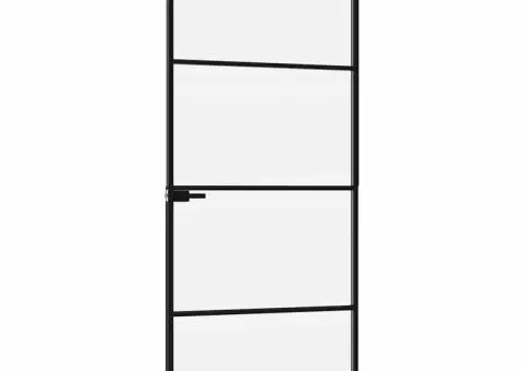 Ușă de interior negru 83x201,5 cm sticlă securiz./aluminiu slim - 4/5