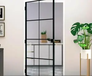 vidaXL Ușă de interior negru 102x201,5cm sticlă securiz./aluminiu slim
