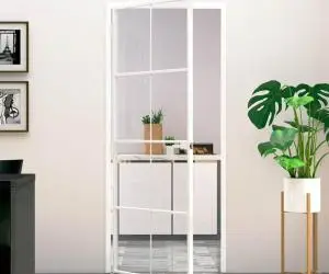 vidaXL Ușă de interior alb 83x201,5 cm sticlă securiz. / aluminiu slim