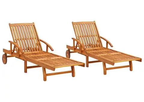 Șezlonguri, 2 buc., lemn masiv de acacia - 1/5