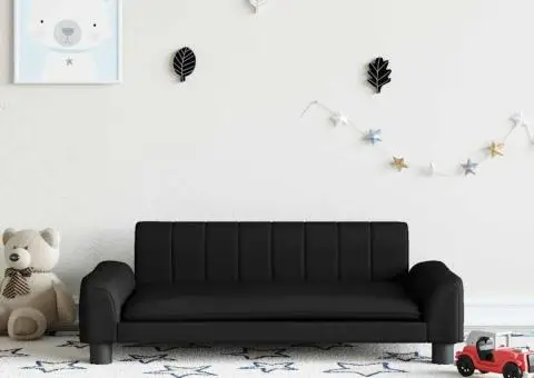 Canapea pentru copii, negru, 90x53x30 cm, piele ecologică - 1/5