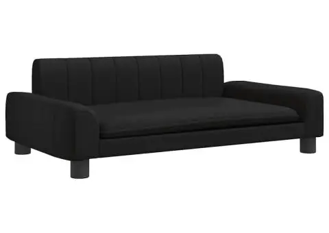 Canapea pentru copii, negru, 90x53x30 cm, piele ecologică - 2/5