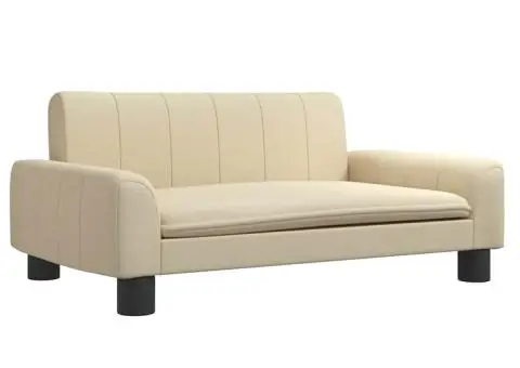 Canapea pentru copii, crem, 70x45x30 cm, material textil - 2/5
