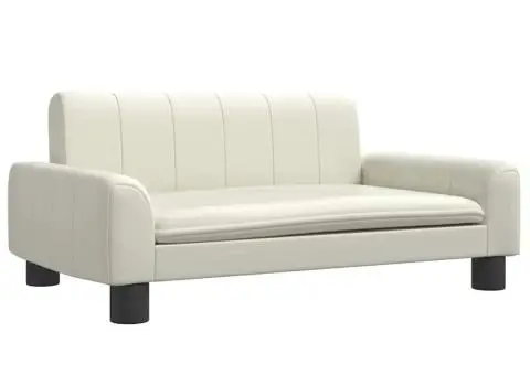 Canapea pentru copii, crem, 70x45x30 cm, piele ecologică - 2/5