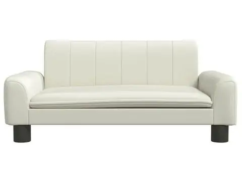Canapea pentru copii, crem, 70x45x30 cm, piele ecologică - 3/5
