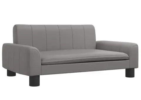 Canapea pentru copii, gri, 70x45x30 cm, piele ecologică - 2/5