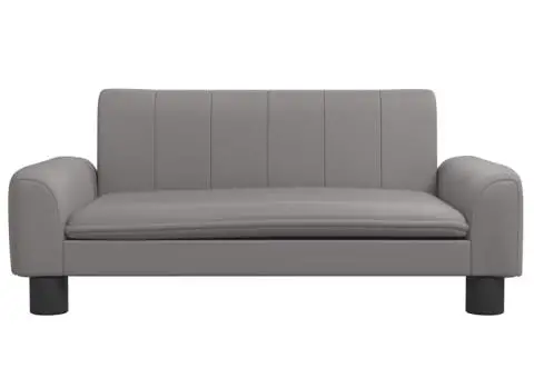 Canapea pentru copii, gri, 70x45x30 cm, piele ecologică - 3/5