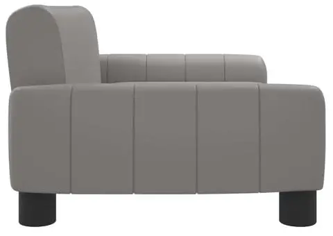 Canapea pentru copii, gri, 70x45x30 cm, piele ecologică - 4/5