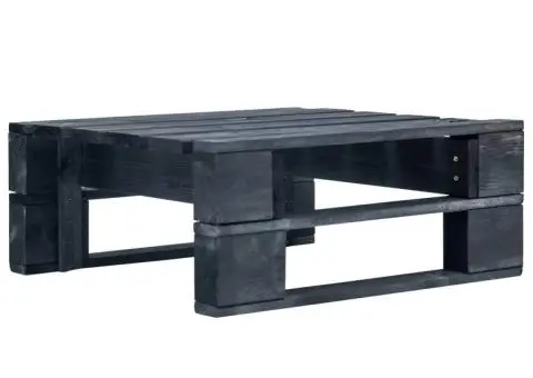 Taburet din paleți de grădină, negru, lemn - 1/5