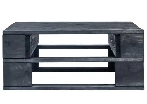 Taburet din paleți de grădină, negru, lemn - 3/5