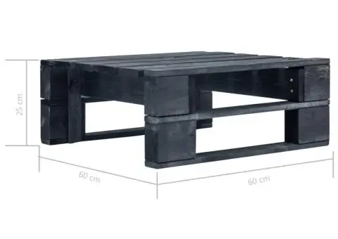 Taburet din paleți de grădină, negru, lemn - 5/5