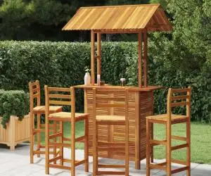 vidaXL Set mobilier de bar de grădină, 5 piese, lemn masiv de acacia