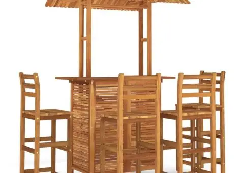 Set mobilier de bar de grădină, 5 piese, lemn masiv de acacia - 2/5
