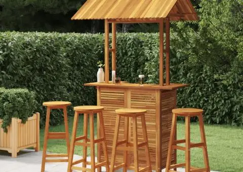 Set mobilier de bar de grădină, 5 piese, lemn masiv de acacia - 1/5