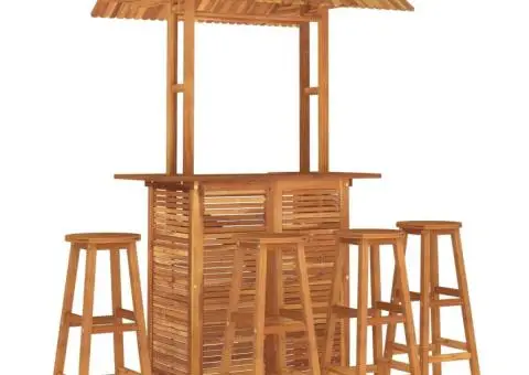 Set mobilier de bar de grădină, 5 piese, lemn masiv de acacia - 2/5