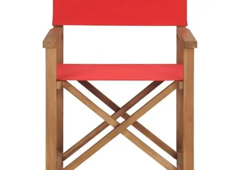 Scaune de regizor, 2 buc., roșu, lemn masiv de tec - 4/5