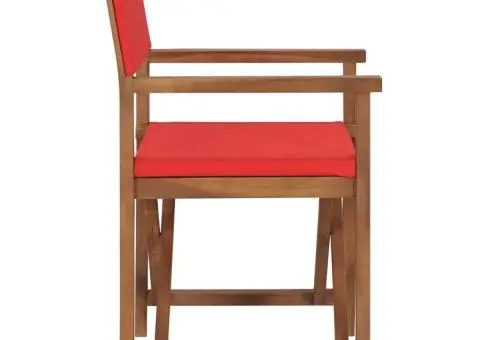 Scaune de regizor, 2 buc., roșu, lemn masiv de tec - 5/5