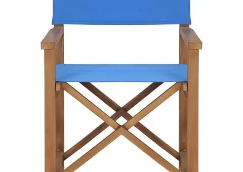 Scaune de regizor, 2 buc., albastru, lemn masiv de tec - 4/5