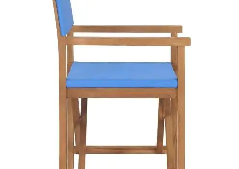 Scaune de regizor, 2 buc., albastru, lemn masiv de tec - 5/5