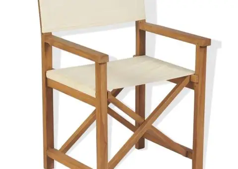Scaune de regizor pliabil, 2 buc., lemn masiv de tec - 2/5
