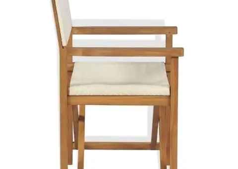 Scaune de regizor pliabil, 2 buc., lemn masiv de tec - 4/5