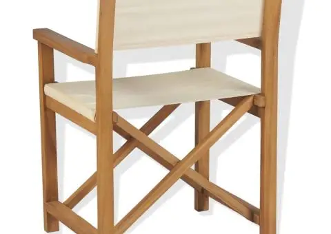 Scaune de regizor pliabil, 2 buc., lemn masiv de tec - 5/5
