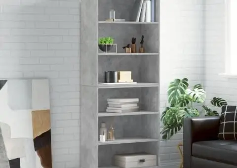 Dulap înalt, gri beton, 69,5x32,5x180 cm, lemn prelucrat - 1/5