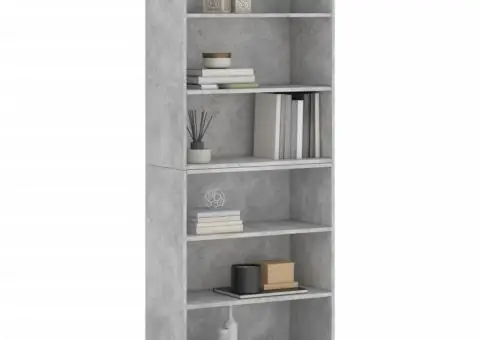 Dulap înalt, gri beton, 69,5x32,5x180 cm, lemn prelucrat - 3/5