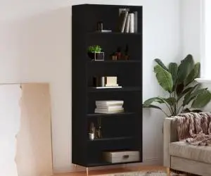 vidaXL Dulap înalt, negru, 69,5x32,5x180 cm, lemn prelucrat