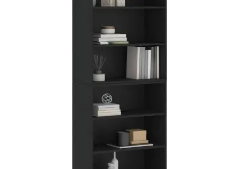 Dulap înalt, negru, 69,5x32,5x180 cm, lemn prelucrat - 3/5