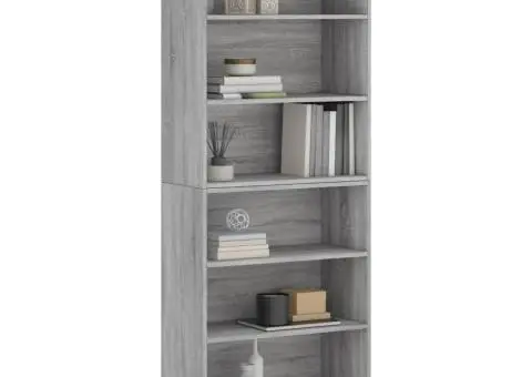 Dulap înalt, gri sonoma, 69,5x32,5x180 cm, lemn compozit - 3/5