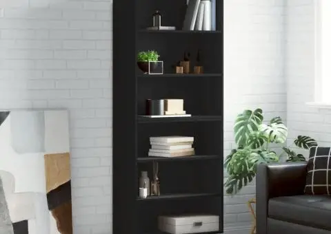 Dulap înalt, negru, 69,5x32,5x180 cm, lemn prelucrat - 1/5