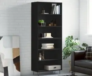 vidaXL Dulap înalt, negru, 69,5x32,5x180 cm, lemn prelucrat
