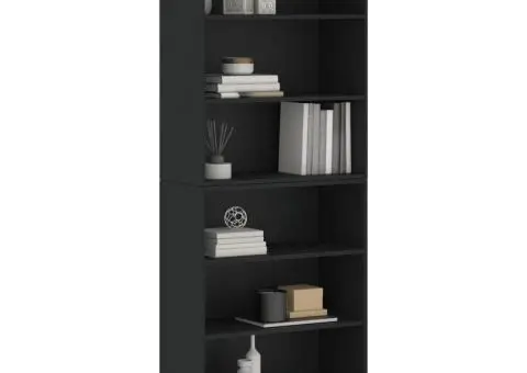 Dulap înalt, negru, 69,5x32,5x180 cm, lemn prelucrat - 3/5