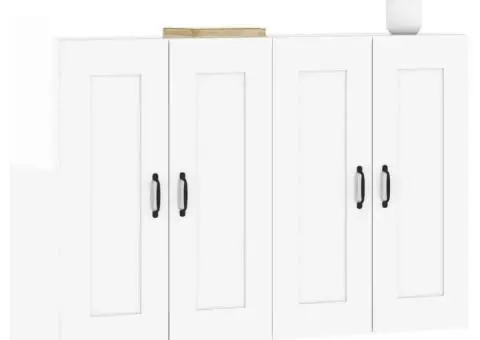 Dulapuri montate pe perete, 2 buc. alb lucios, lemn prelucrat - 3/5