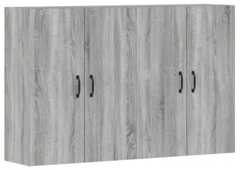 Dulapuri montate pe perete, 2 buc, gri Sonoma, lemn prelucrat - 2/5