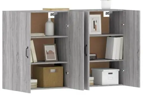 Dulapuri montate pe perete, 2 buc, gri Sonoma, lemn prelucrat - 4/5