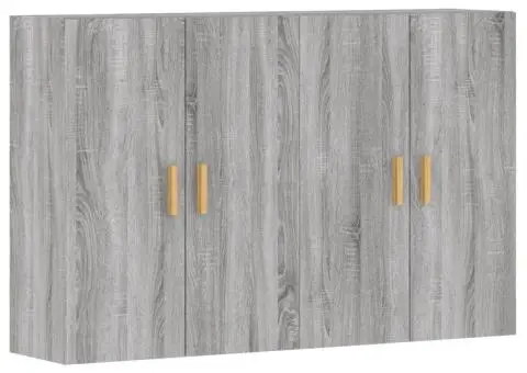 Dulapuri montate pe perete, 2 buc, gri Sonoma, lemn prelucrat - 2/5