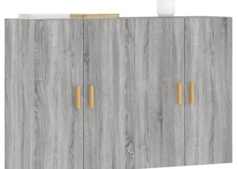 Dulapuri montate pe perete, 2 buc, gri Sonoma, lemn prelucrat - 3/5