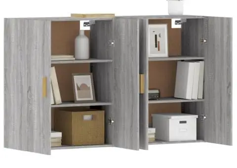 Dulapuri montate pe perete, 2 buc, gri Sonoma, lemn prelucrat - 4/5