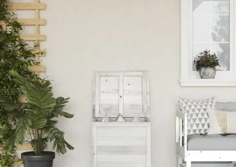 Ladă depozitare de grădină alb 50x49x56,5 cm lemn masiv de brad - 1/5