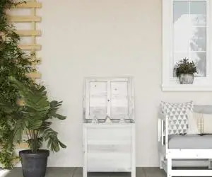 vidaXL Ladă depozitare de grădină alb 50x49x56,5 cm lemn masiv de brad